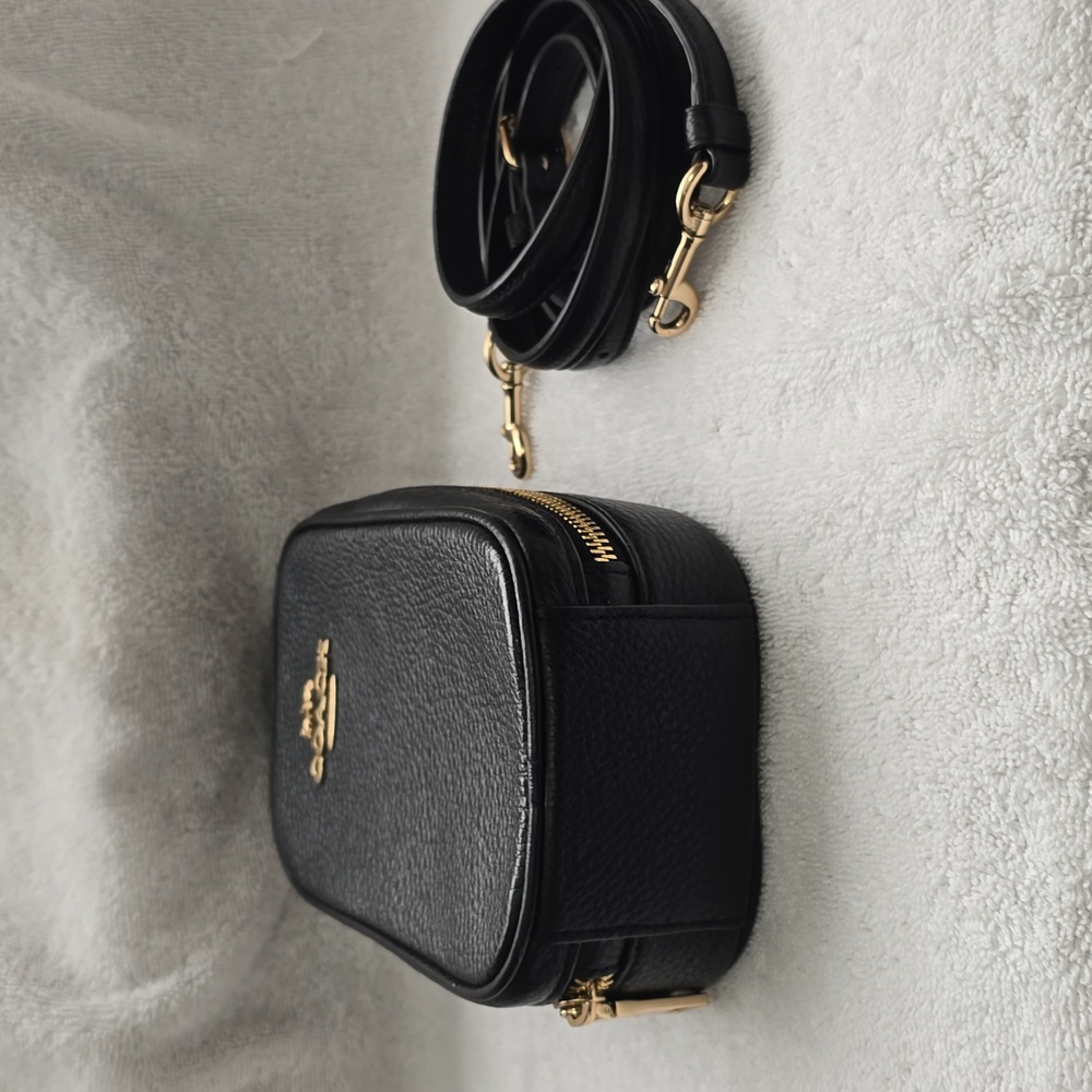 Coach Black Leather Phone Crossbody with Gold Accents - Picture 5 of 6